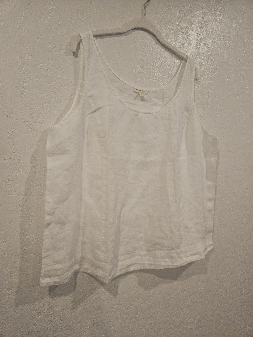 Eileen Fisher 100% Irish Linen Sleeveless Tank Top White Lightweight Wms Size 2X